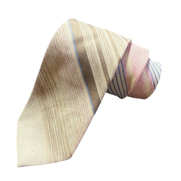 Brown Pink Wembley‎ Striped Necktie Classic Business Casual Career Interview - Picture 1 of 4